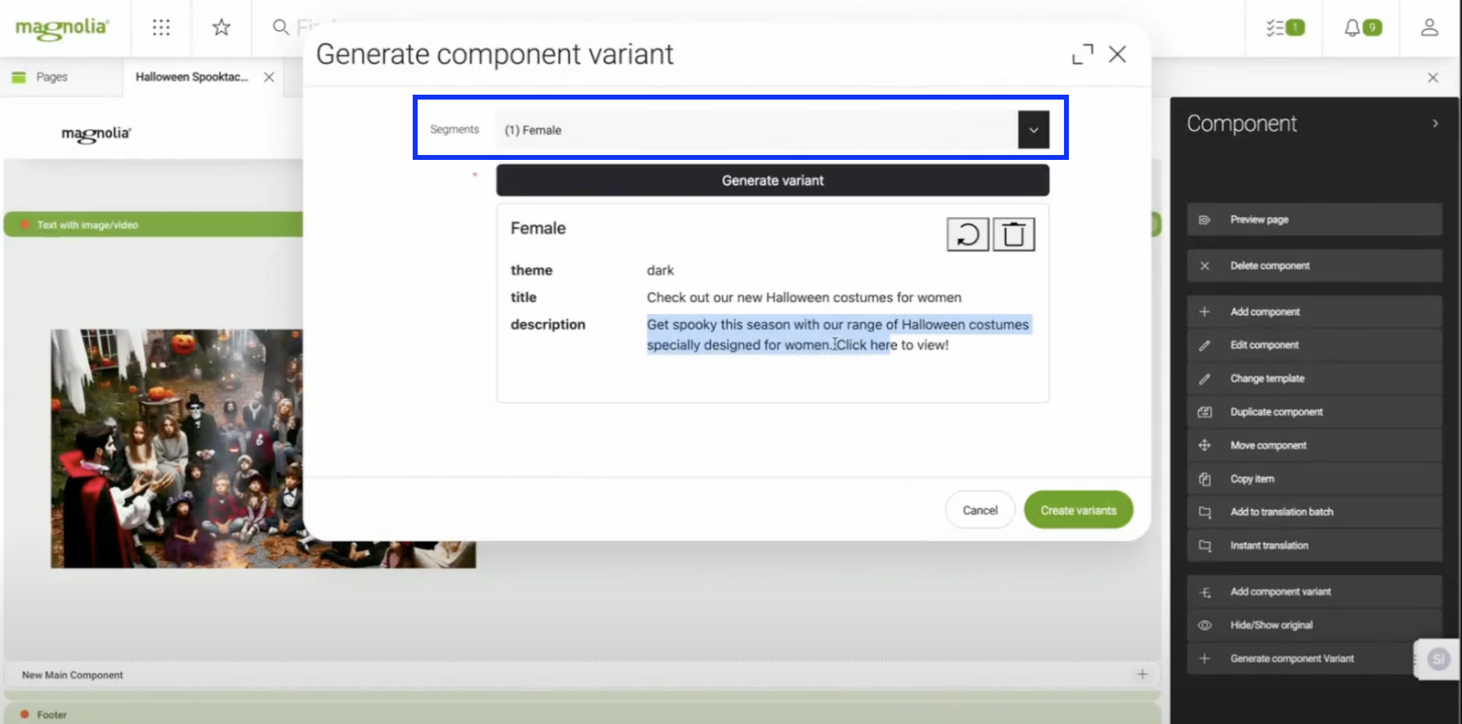 generate component variant